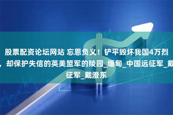 股票配资论坛网站 忘恩负义！铲平毁坏我国4万烈士墓，却保护失信的英美盟军的陵园_缅甸_中国远征军_戴澄东